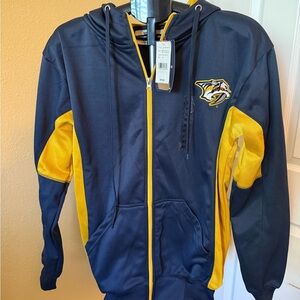 Nashville Predators Fanatics Navy and Yellow Zip-Up Hoodie